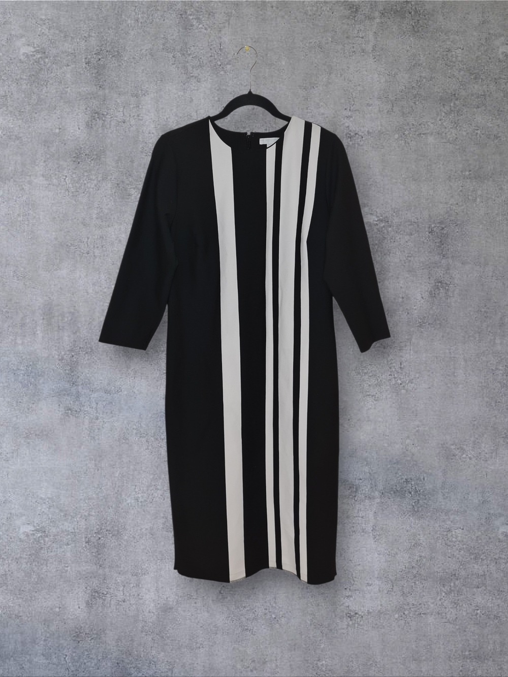New York & Company Black and White Stripe Dress Size Large